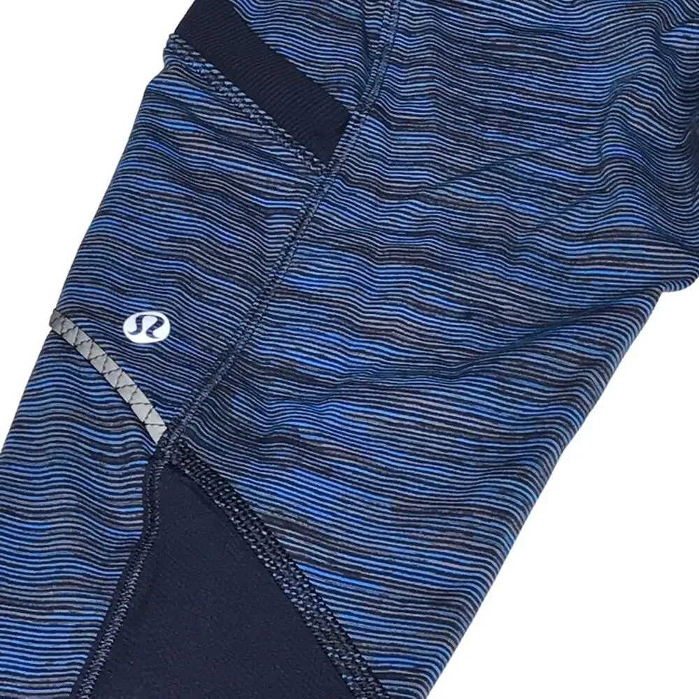 Lululemon Size 2/4 Cut the Crop Striped Cropped Leggings-Side Pockets-Ruched Leg